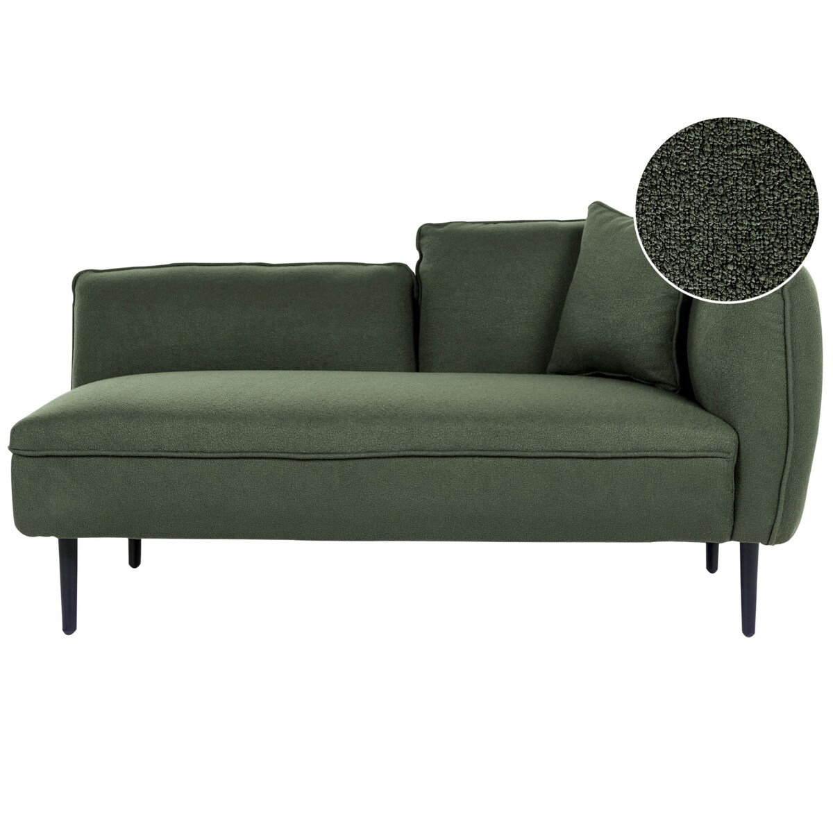 Szezlong boucle prawostronny zielony CHEVANNES
