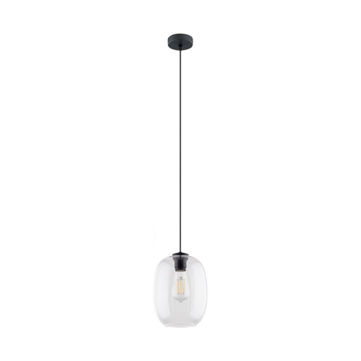 Lampa wisząca ELIO TRANSPARENT TK Lighting czarna z przezroczystym kloszem E27 regulowana wysokość do salonu kuchni