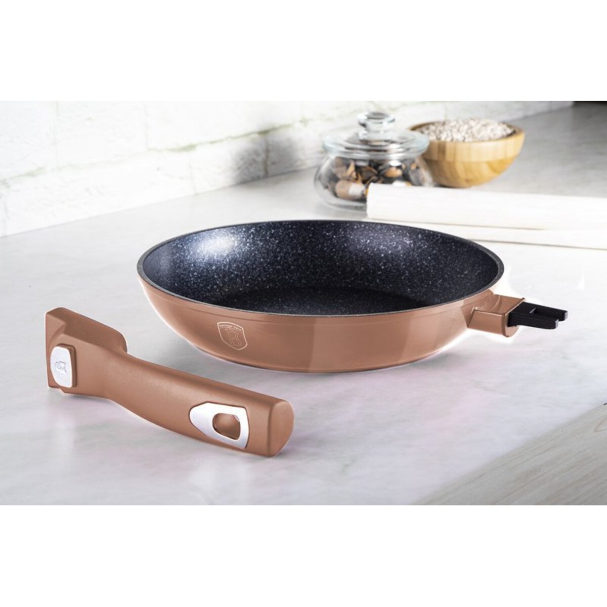 Zestaw 3 patelni z odłączaną rączką Metallic Line Rose Gold Berlinger Haus BH-7054