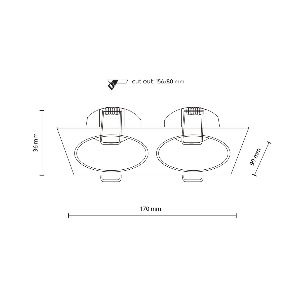 Oprawa wpuszczana podwójna TK Lighting PRISMA DUO BLACK 10579 GU10 IP65 czarna do sufitu