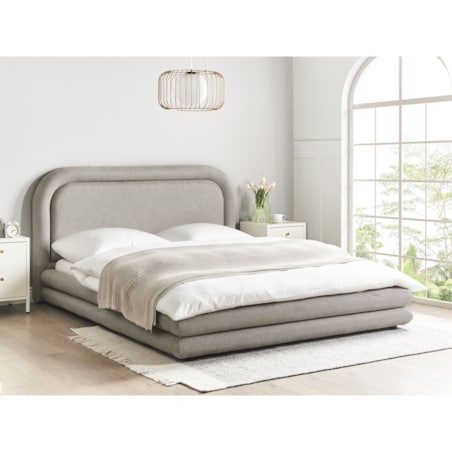 Łóżko Len syntetyczny LAVARDENS 160 x 200 cm Beżowoszary