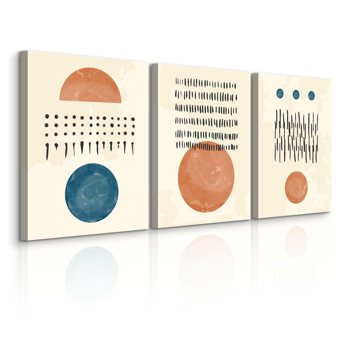 OBRAZY DO SALONU SET AZTECKIE WZORY ABSTRAKCJA STYL BOHO ORNAMENTY 90x40cm