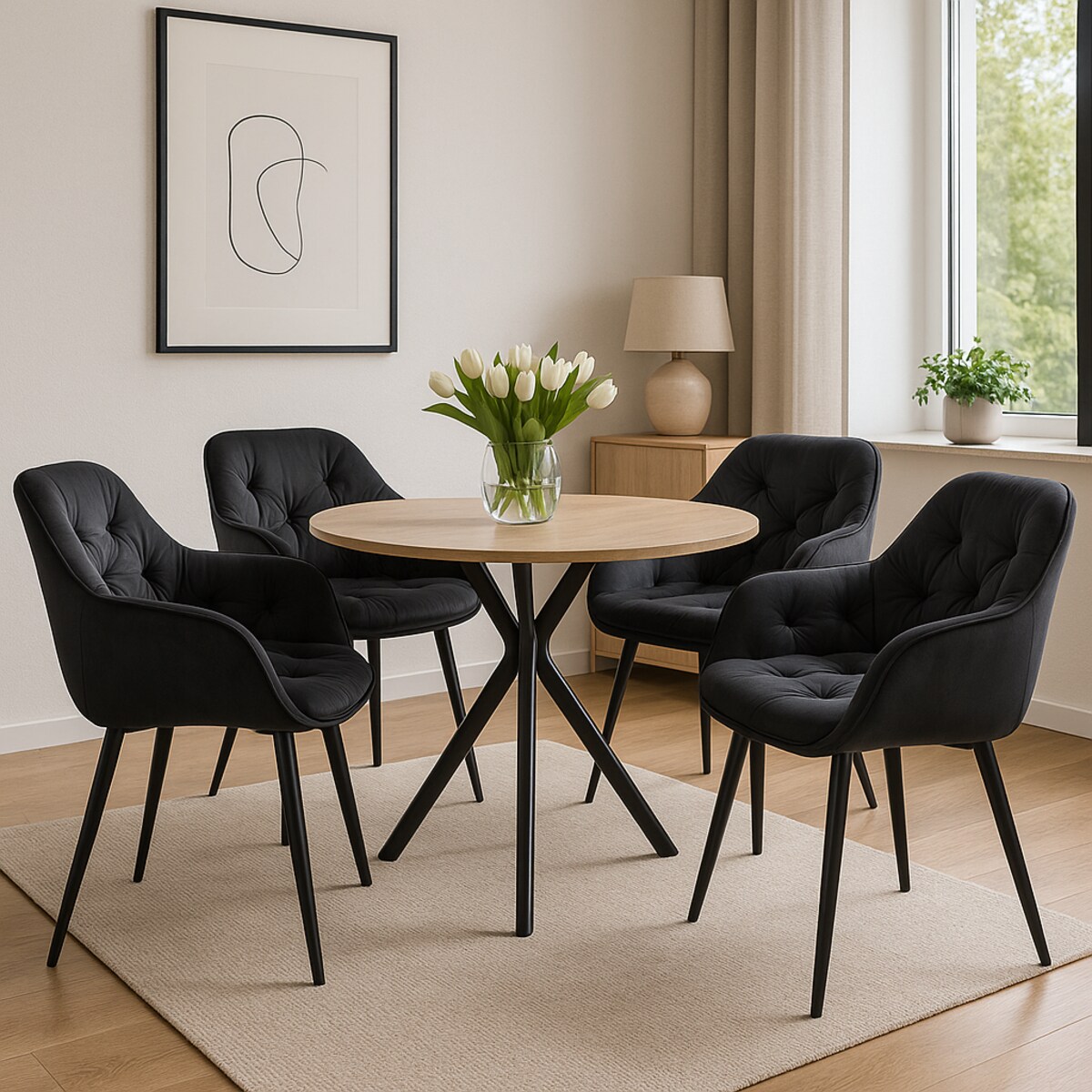 Krzesło welurowe tapicerowane LARGO czarne