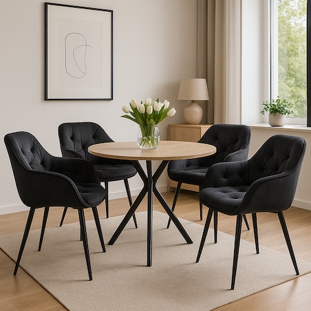 Krzesło welurowe tapicerowane LARGO czarne