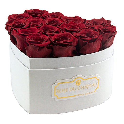 Czerwone Wieczne Róże w Białym Boxie Heart