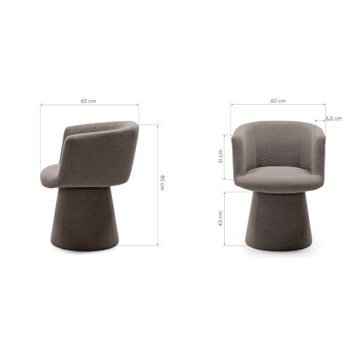 Krzesło obrotowe czekoladowe bouclé Nalf