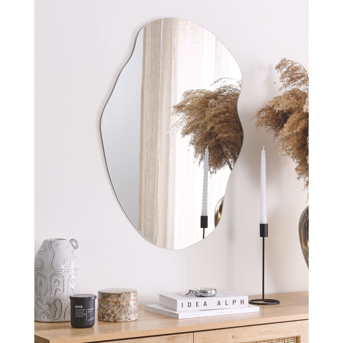 Lustro ścienne FALAISE 50 cm 70 cm Srebrny