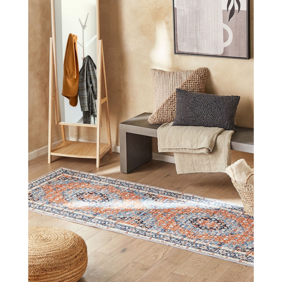 Dywan 80 x 300 cm niebieski z pomarańczowym MIDALAM