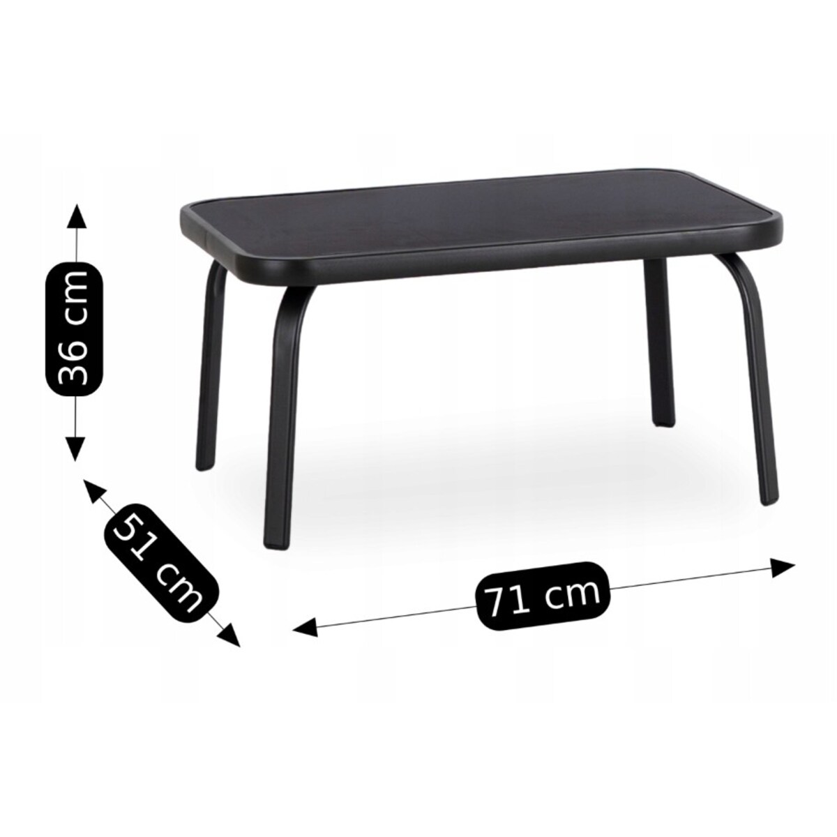 Zestaw Mebli Ogrodowych Ławka + Krzesło + Stolik Na Taras Czarne MINNESOTA