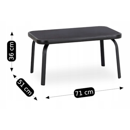 Zestaw Mebli Ogrodowych Ławka + Krzesło + Stolik Na Taras Czarne MINNESOTA