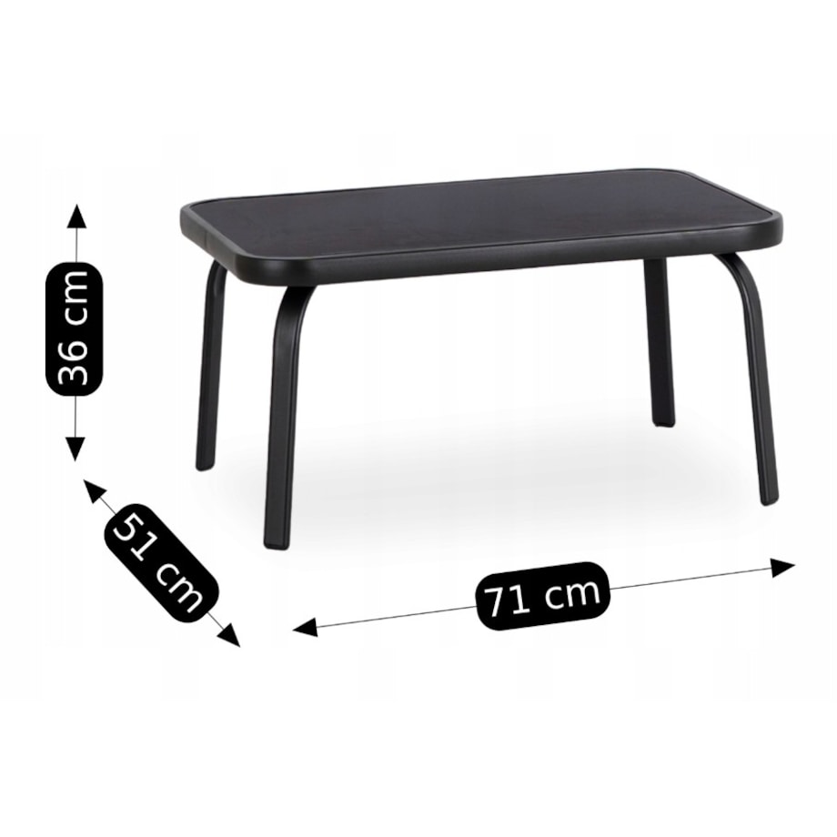 Zestaw Mebli Ogrodowych Ławka + Krzesło + Stolik Na Taras Czarne MINNESOTA