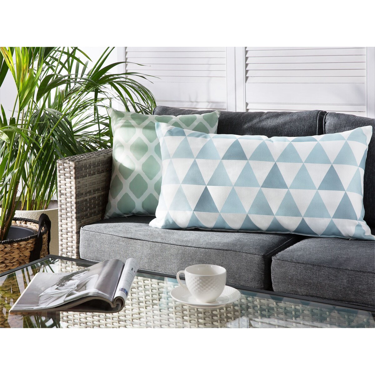 Poduszka ogrodowa TRIFOS Wzór geometryczny 40 x 70 cm Niebieski