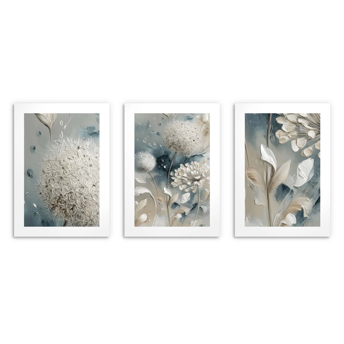 Nowoczesne Obrazy Plakaty Kwiaty w Beżu Szarości na ścianę do salonu 30x40