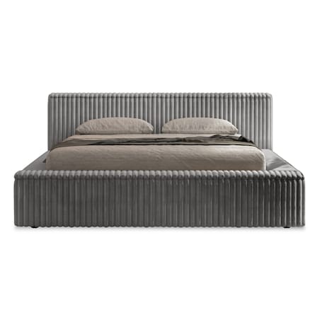 Łóżko ze stelażem i pojemnikiem szare 160x200 cm Golmo