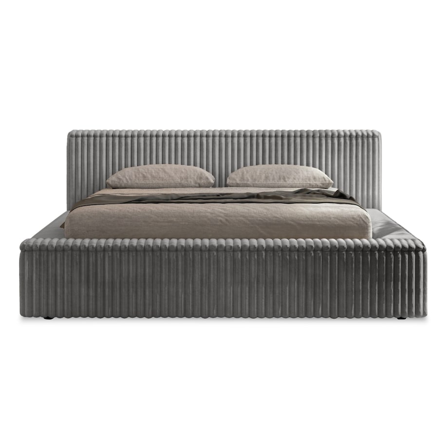 Łóżko ze stelażem i pojemnikiem szare 160x200 cm Golmo