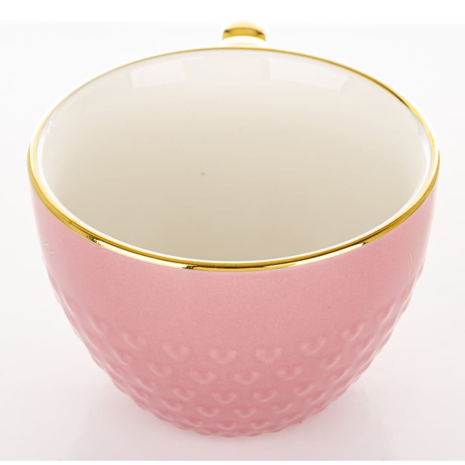 Filiżanka porcelanowa 500 ml różowo-złota 8,5x16x12 cm HAPPINESS
