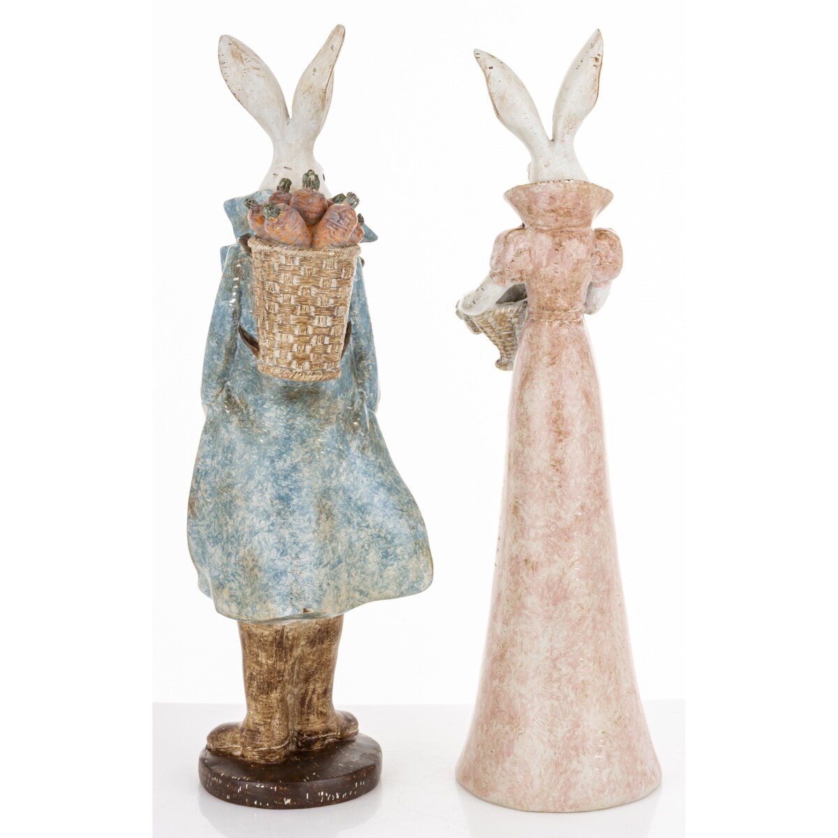 Dekoracja - para królików 37x12x11 i 36,5x10x8 cm RAFFINATO z pisankami i marchewkami