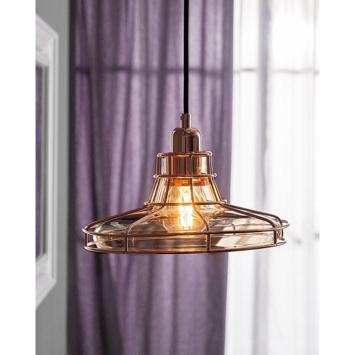 Lampa wisząca szklana miedziana TORRE