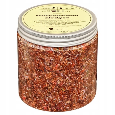 Herbata rooibos z czerwonokrzewu TRUSKAWKOWA SŁODYCZ o smaku truskawkowym - herbata liściasta sypana mieszanka napar susz - gotowa na prezent upominek