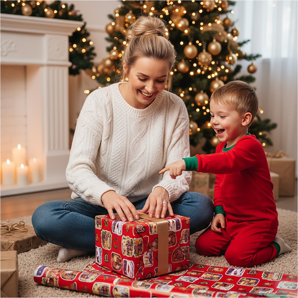 Papier Prezentowy Do Pakowania Prezentów 25 m MEGAROLKA Świąteczny Do Paczek Boże Narodzenie Ozdobny