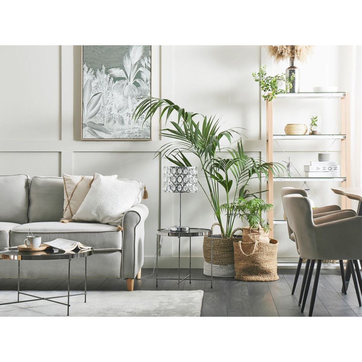 Lampa stołowa metalowa srebrna TENNA