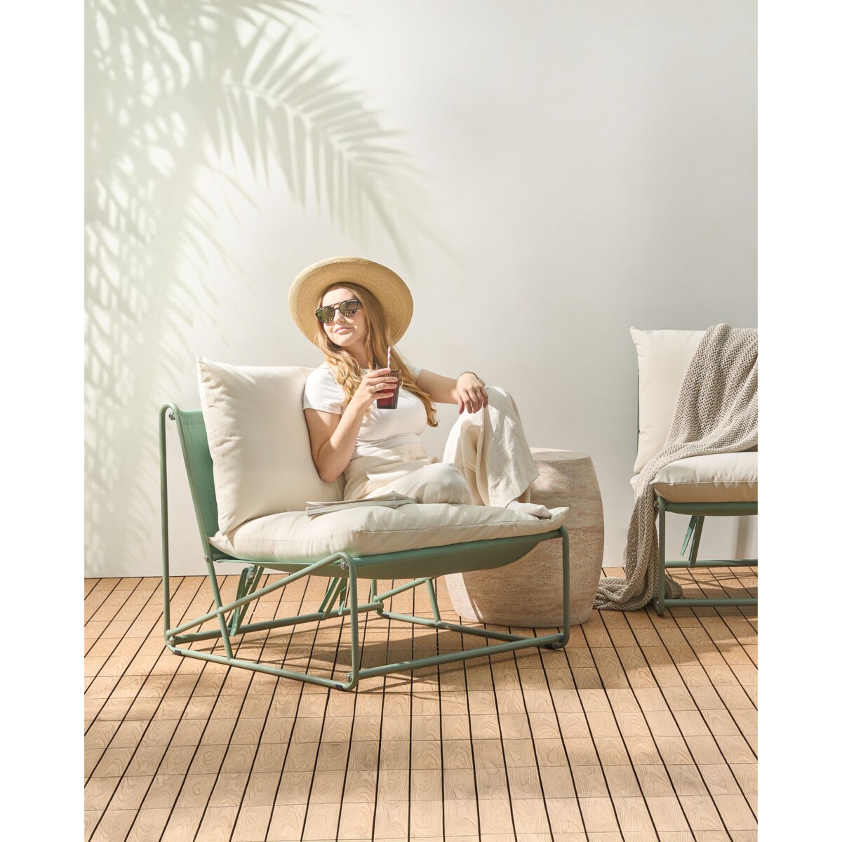 Krzesło ogrodowe z poduszką PICO Metal Zielony