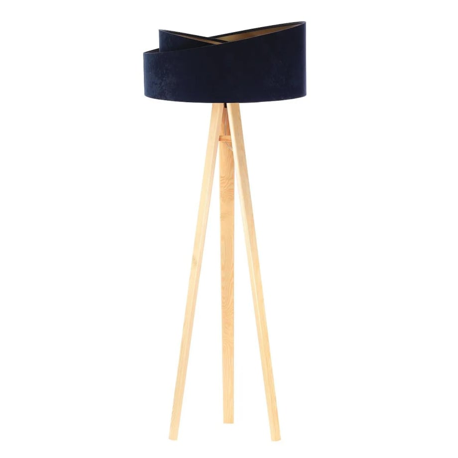 Lampa stojąca GEMSTONE granatowa/złota/sosna