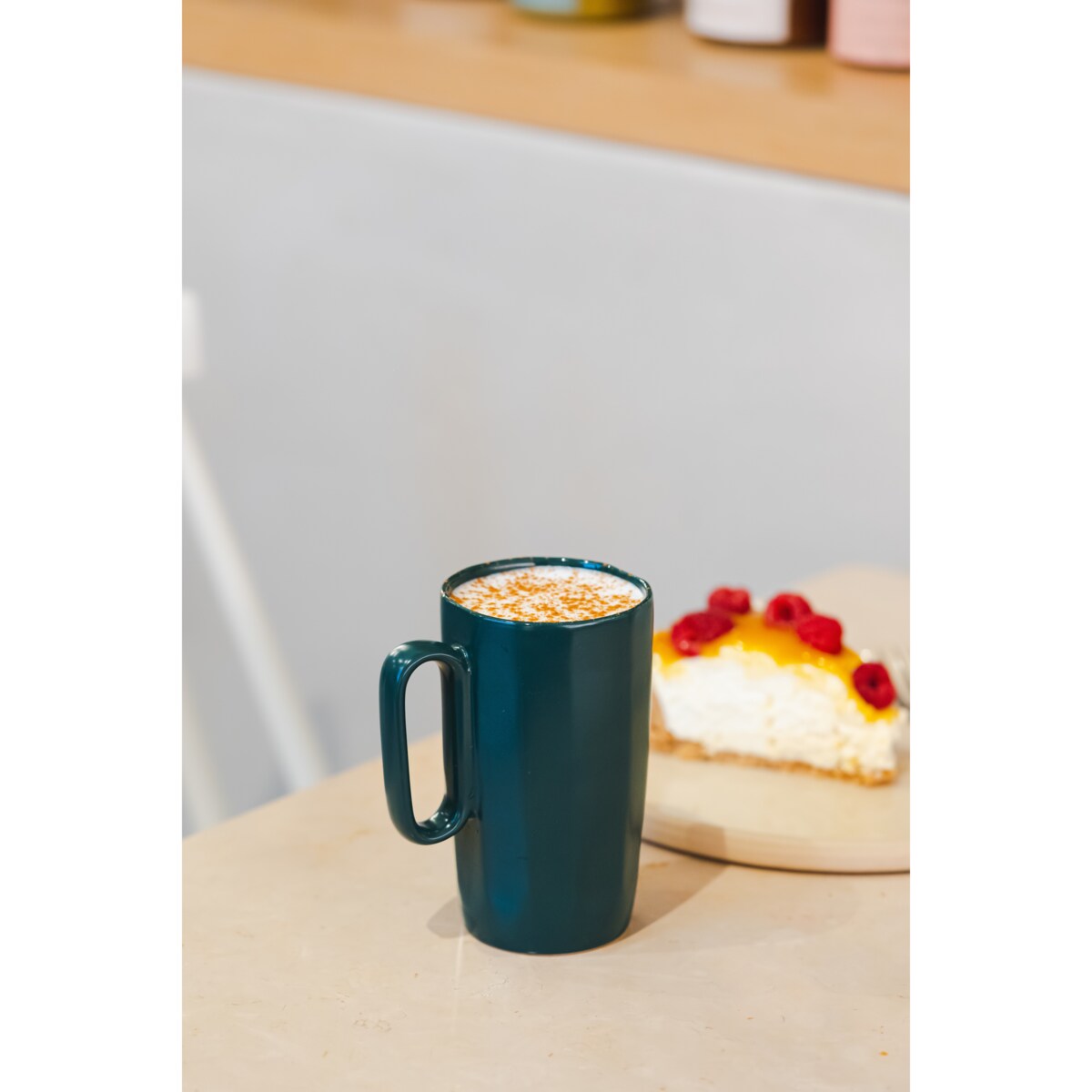 Dwa kubki ceramiczne z uszkiem 330 ml Fuori zielone 30091