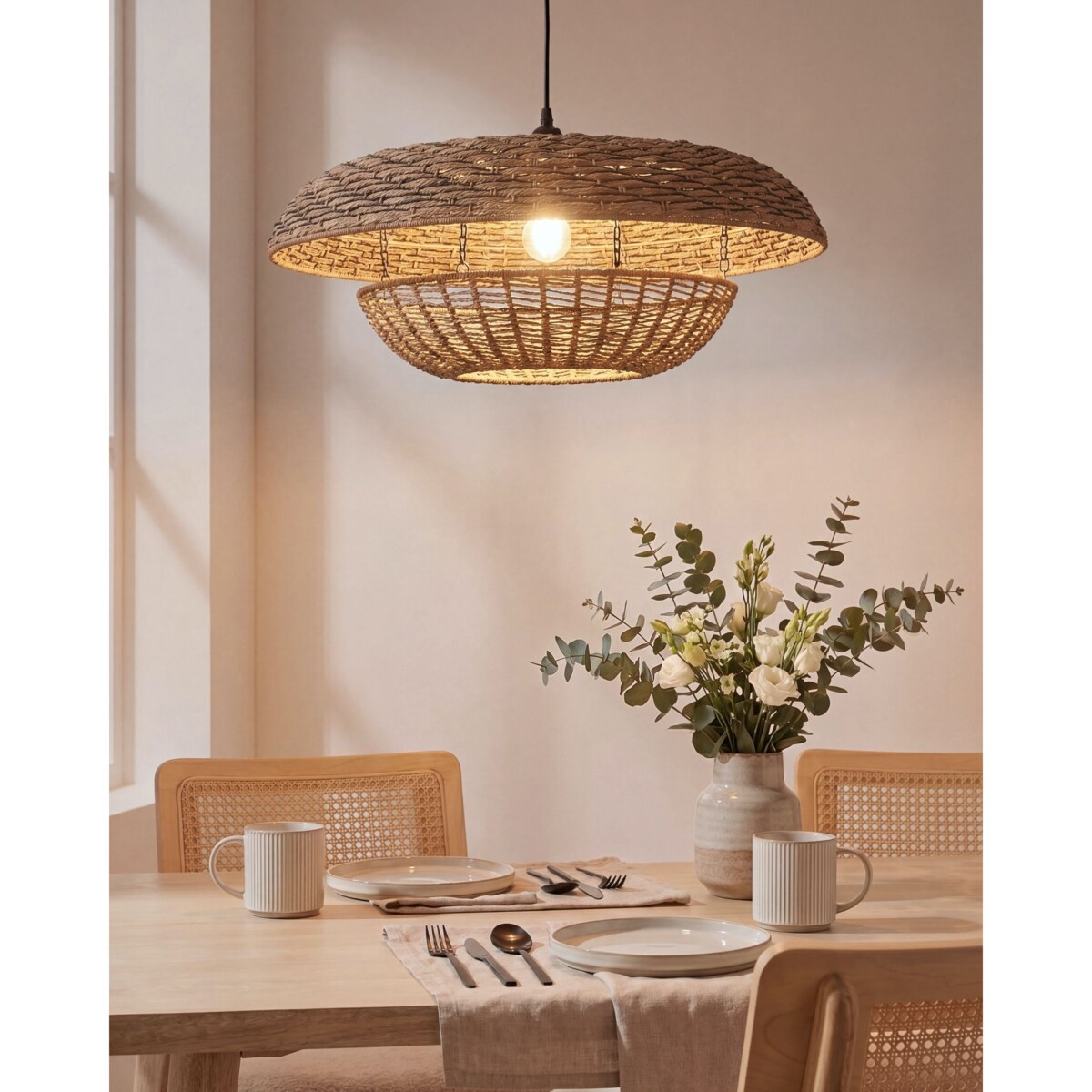 Lampa wisząca KIDEPO Papierowa plecionka Brązowy