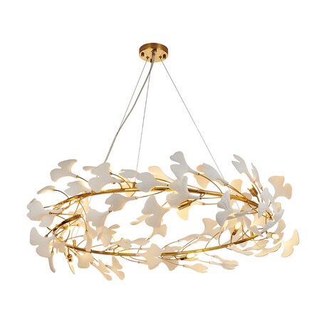 Ceramiczna lampa zwieszana Botanika XY080P-100 Step ozdobna liście złoty biały