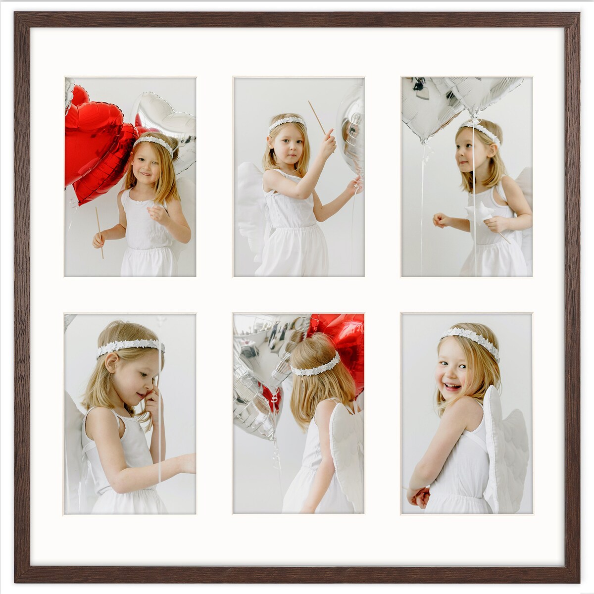 Ramka na zdjęcia 6x 10x15 cm brązowa galeria zdjęć multirama collage 40x40 cm FRAMAI