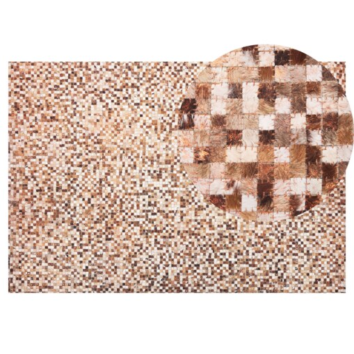 Dywan patchwork skórzany brązowy 140 x 200 cm TORUL