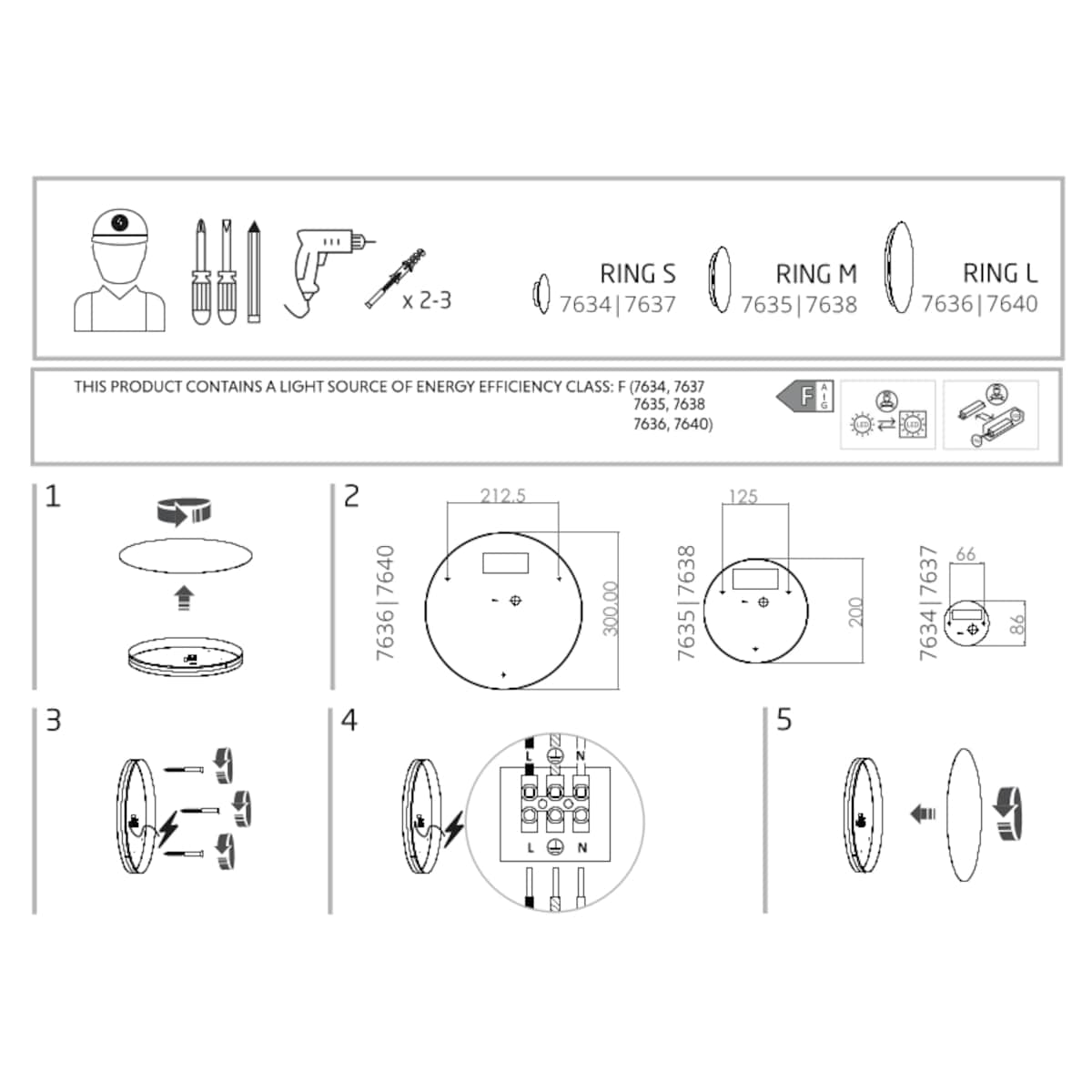 Lampa ścienna 7635 RING LED M Czarny Nowodvorski