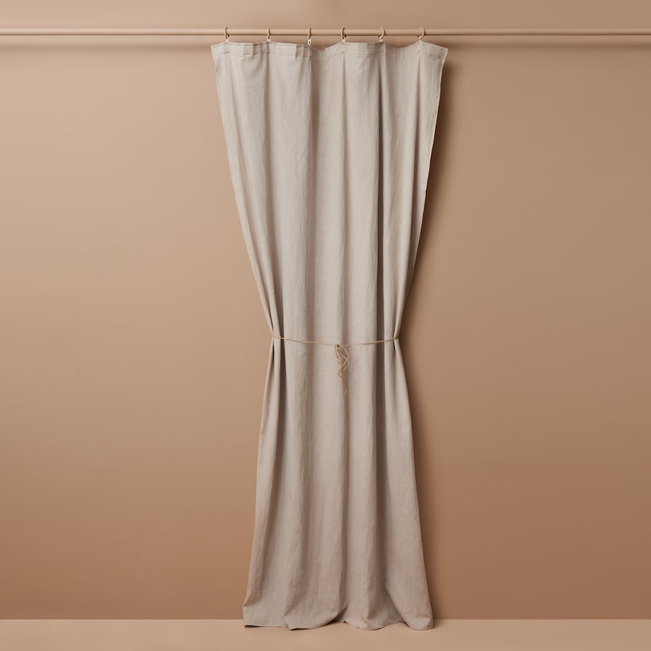 Lniana zasłona w kolorze beżowym Merida 140x250