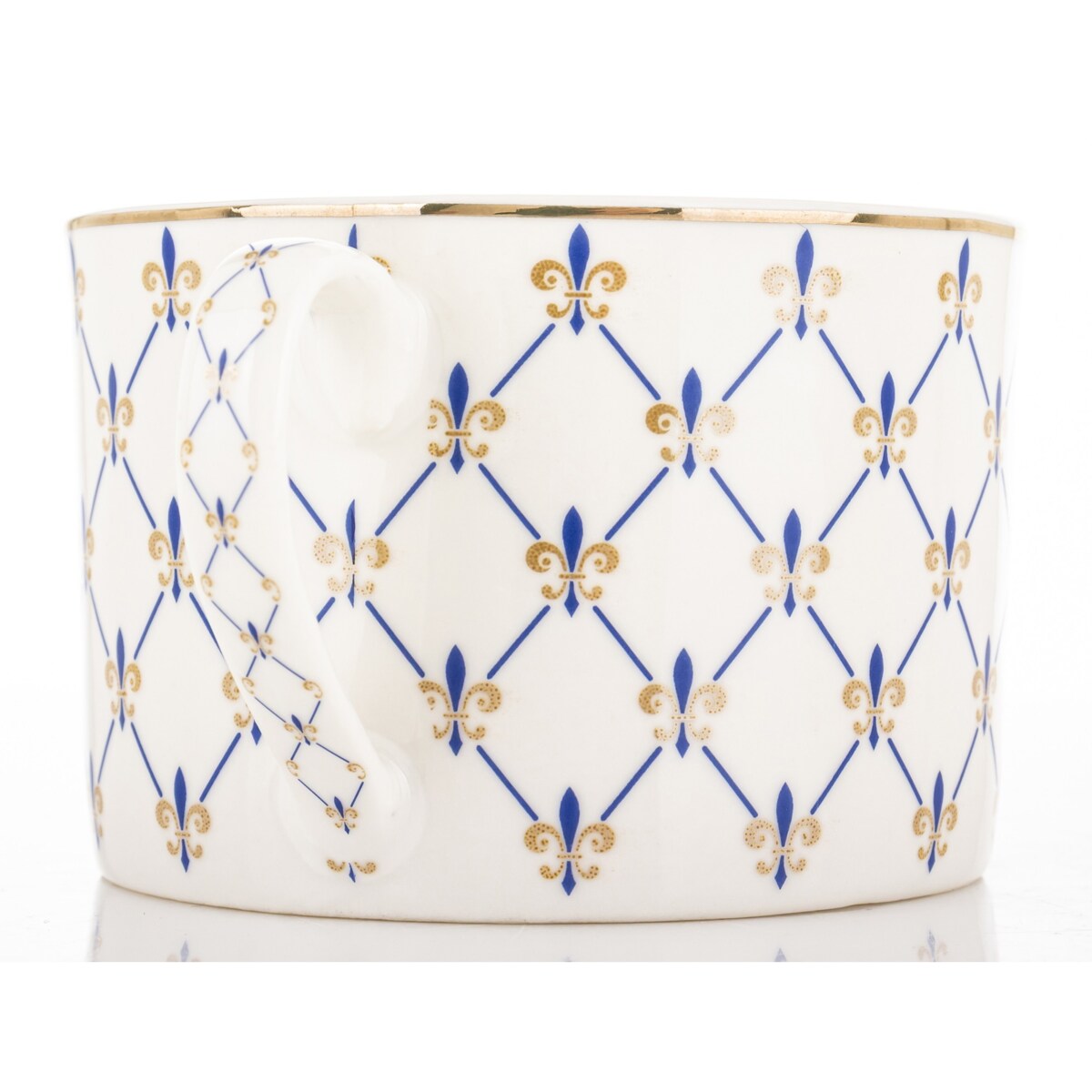 Filiżanka porcelanowa w pudełku 6x11x8,5 cm MAGLIA 220 ml biała z niebieskim wzorem