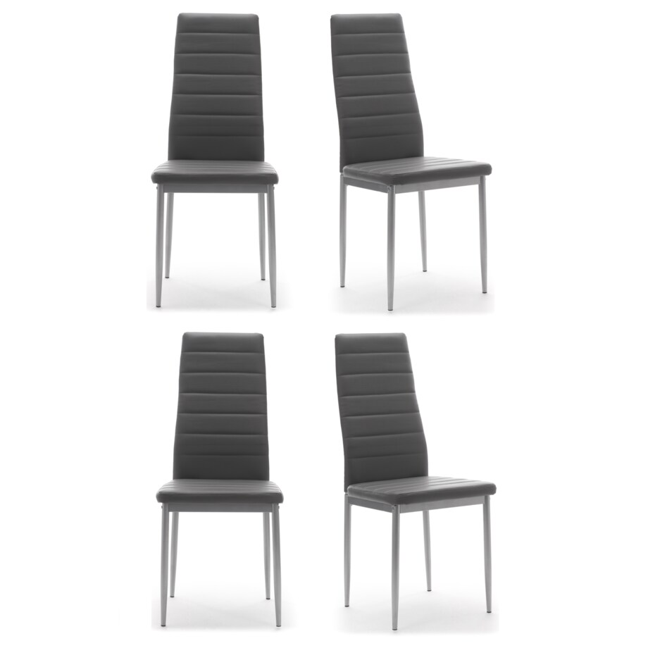 Zestaw 4 krzesła FADO tapicerowane ekoskóra szare