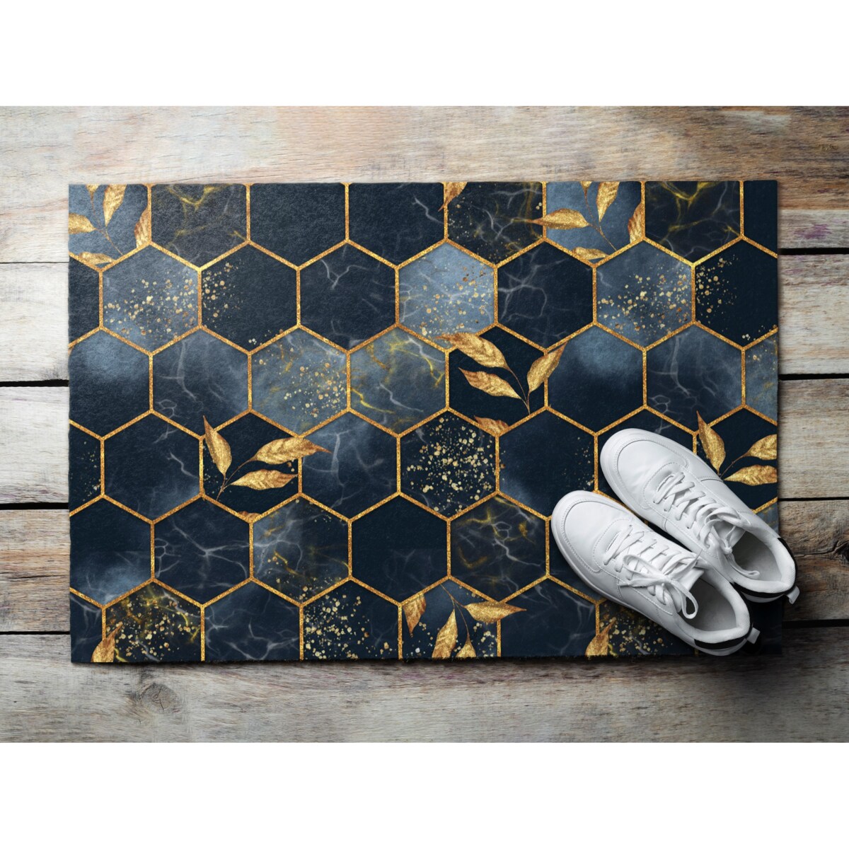 Wycieraczka zewnętrzna Złote sześciokąty 90x60cm