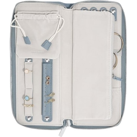 Pudełko podróżne na biżuterię z miejscem na pierścionki Stackers szaroniebieskie