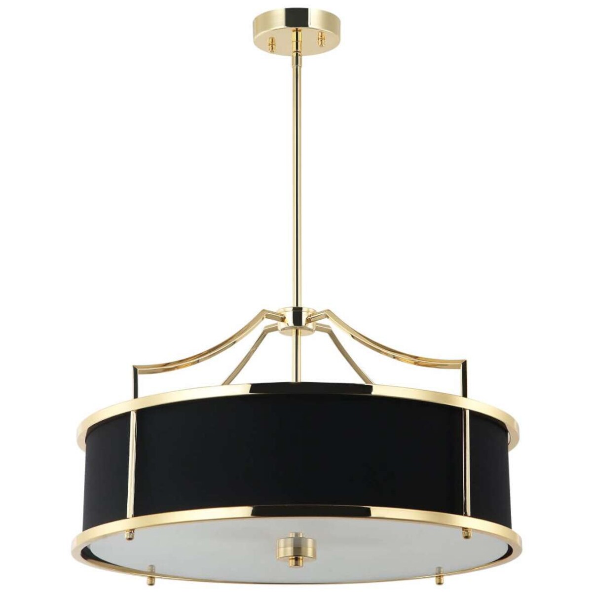 LAMPA wisząca Stanza Gold Nero M Orlicki Design okrągła OPRAWA w stylu klasycznym abażurowa czarna złota