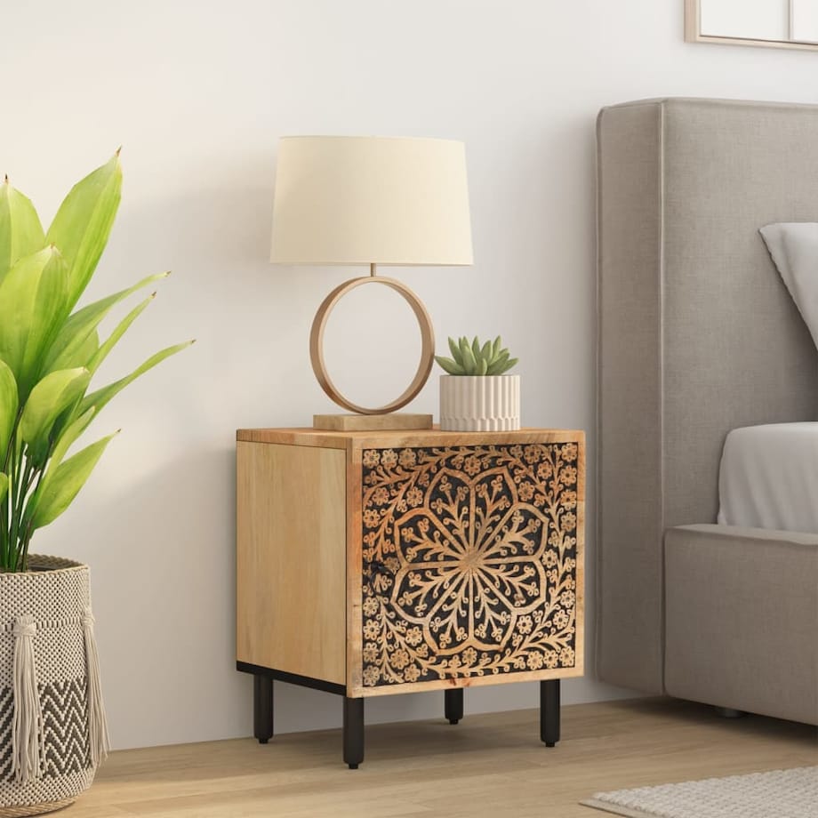 vidaXL Szafka nocna, 40x33x46 cm, lite drewno mango