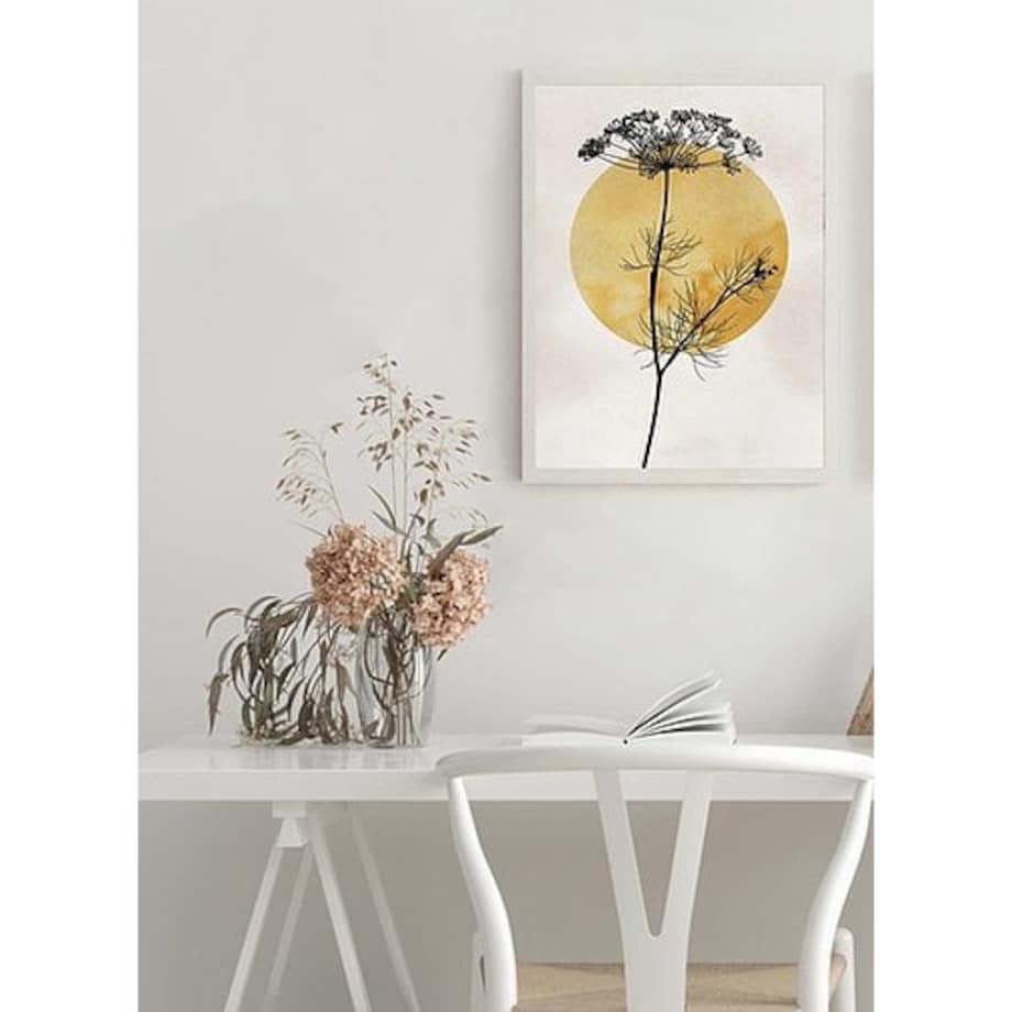 Poster Story, Plakat, Obraz - Sylwetka Czarnej Trawy na Tle Słońca, wymiary 70 x 100 cm