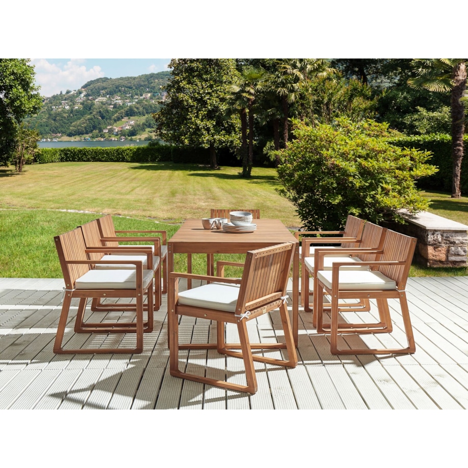 Zestaw 8 poduszek na krzesła ogrodowe biały SASSARI