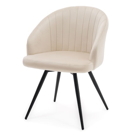 Krzesło tapicerowane obrotowe welurowe do salonu MODENA beżowe