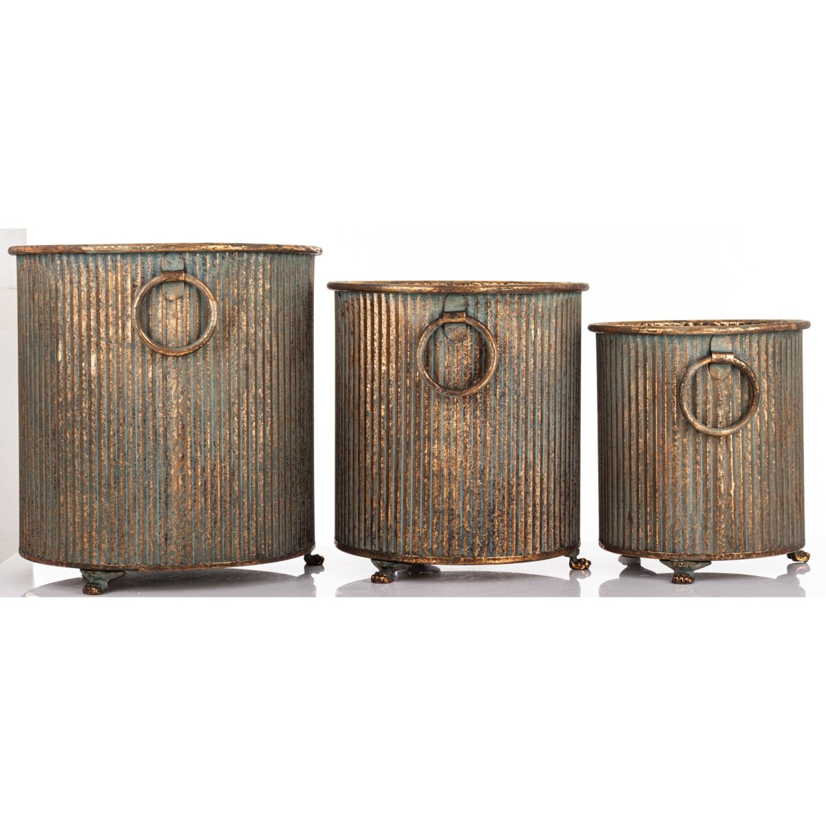Osłonka metalowa 3 szt. 32x30,5 i 28,5x26 i 24x21,5cm UMMERO-2 patyna