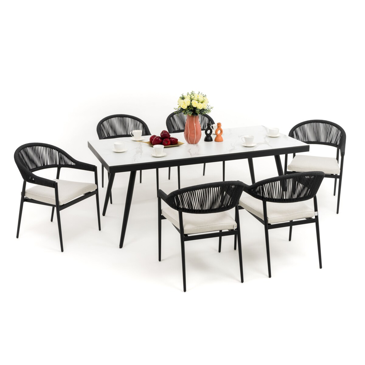 Zestaw mebli ogrodowych aluminiowe nowoczesne BELIZE biało beżowe