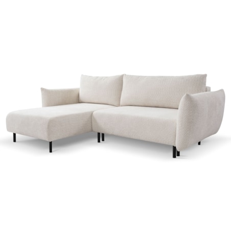 Narożnik DELI z funkcją spania na nóżkach, lewostronny, beżowy