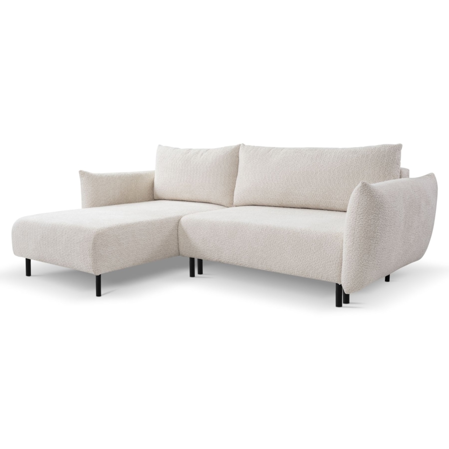 Narożnik DELI z funkcją spania na nóżkach, lewostronny, beżowy