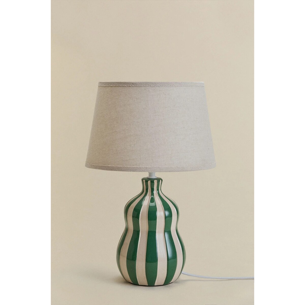 Lampa stołowa Jolira ceramiczno-lniana 40 cm