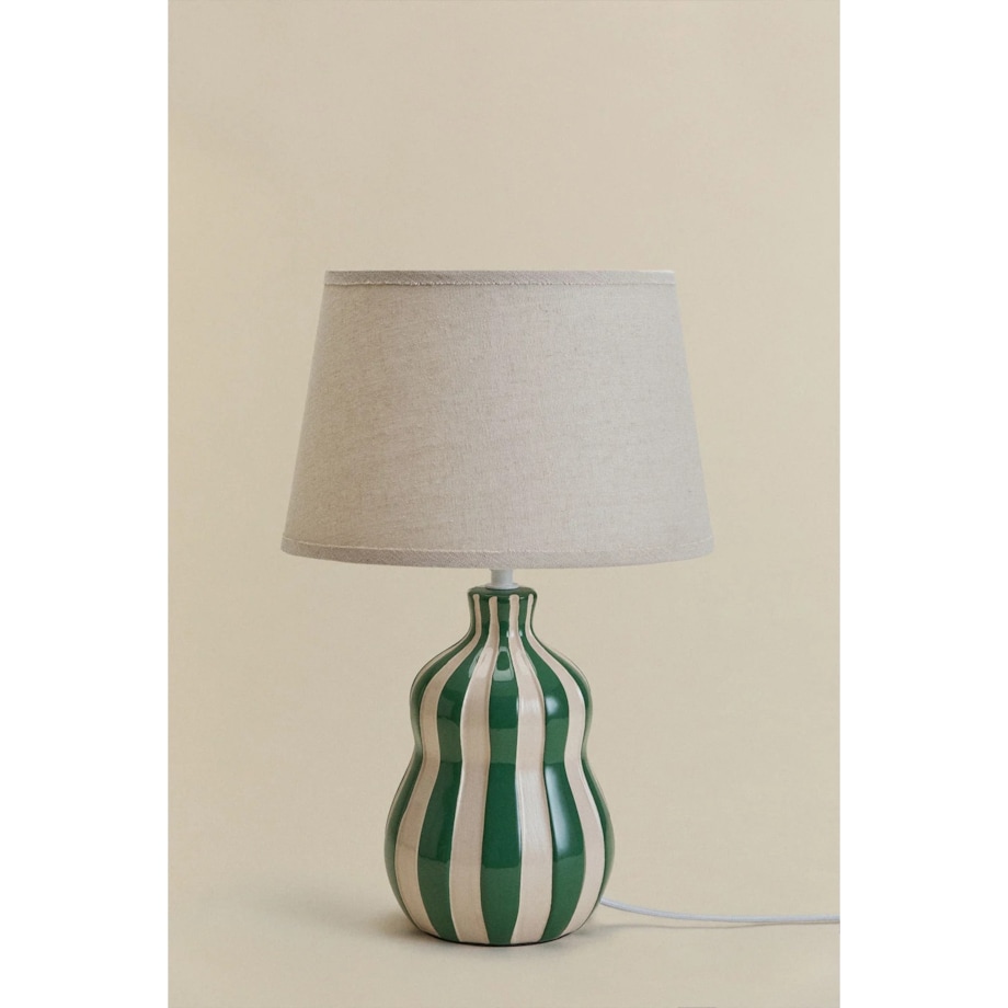 Lampa stołowa Jolira ceramiczno-lniana 40 cm