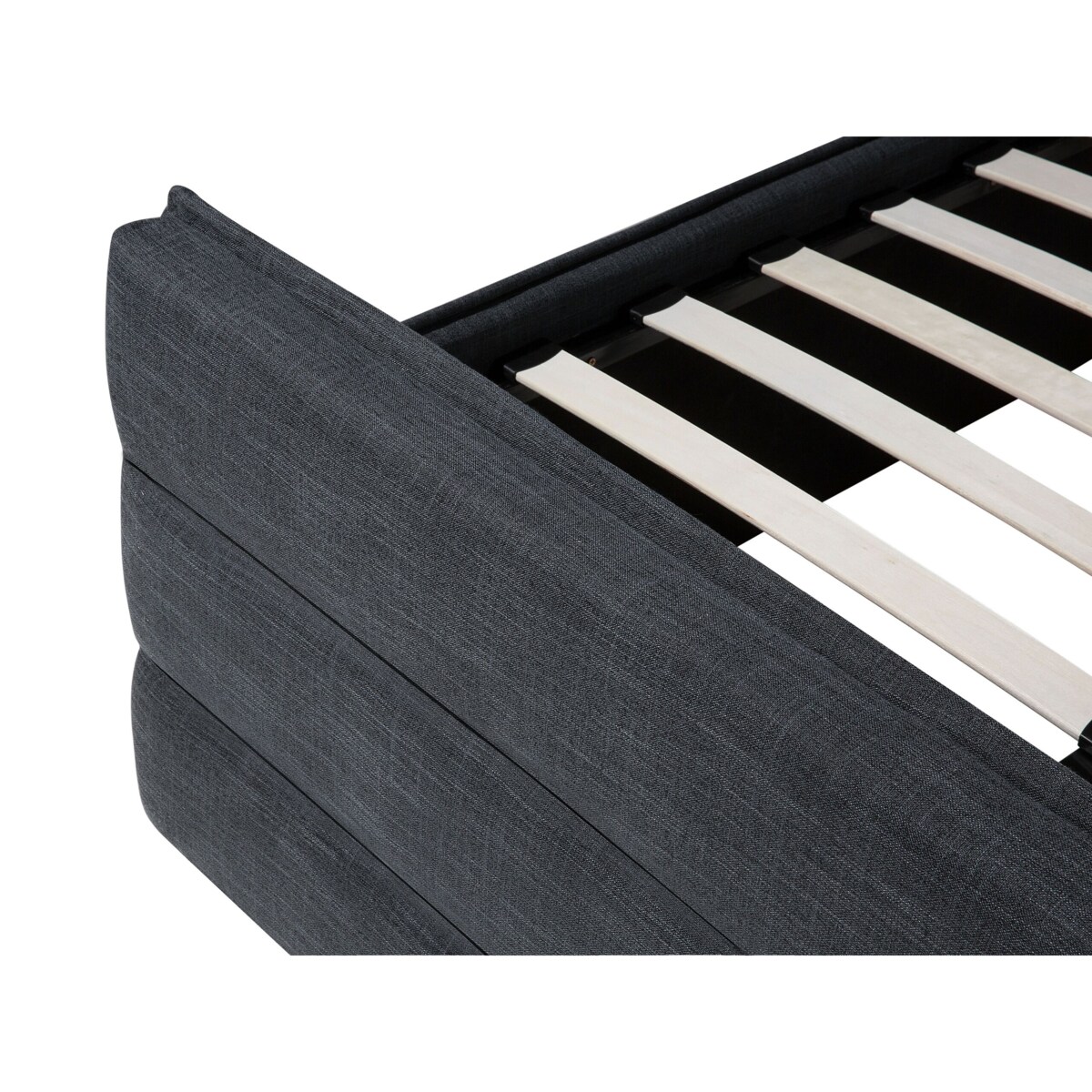 Łóżko tapicerowane 160 x 200 cm ciemnoszare VALBONNE